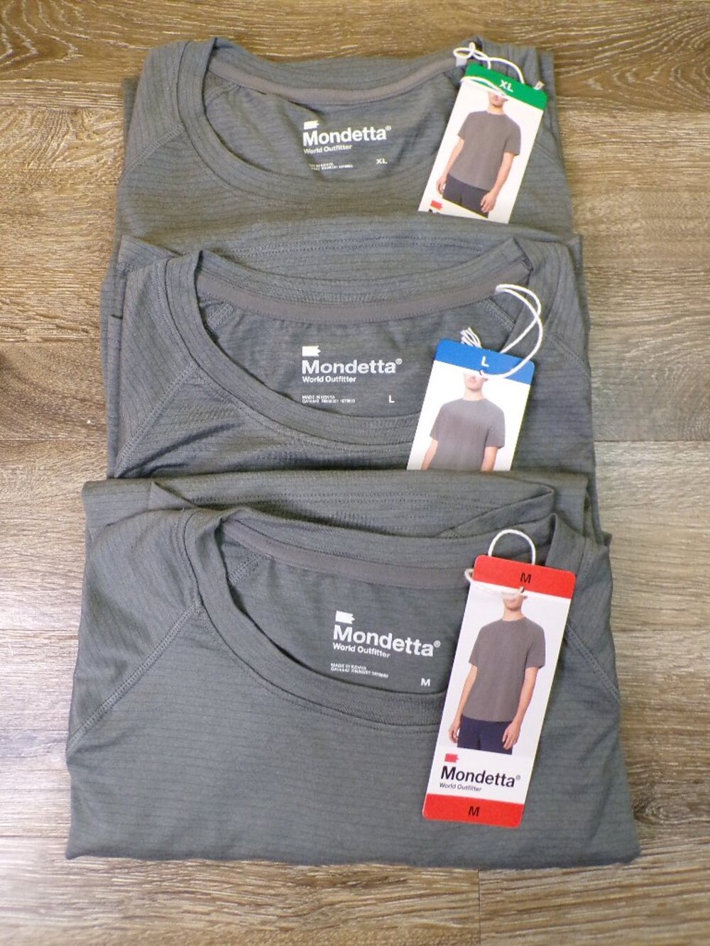 Mondetta NWT Men's Active Tee Stripe Tee Gray CHOICE of Size: M, L or XL